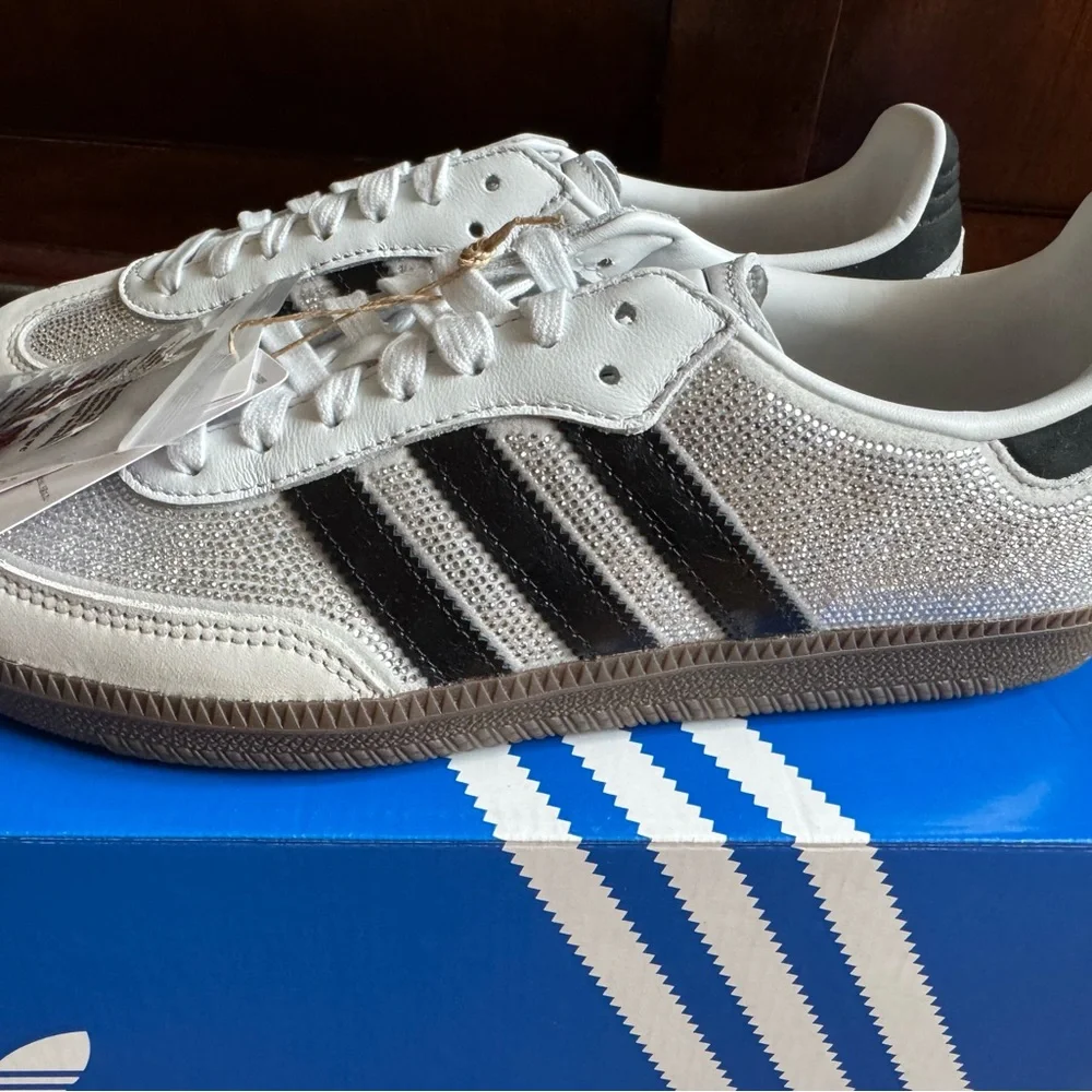 Adidas Samba OG Women’s Size 9 Crystal White Silver Metallic Sneakers NIB - Picture 11 of 12